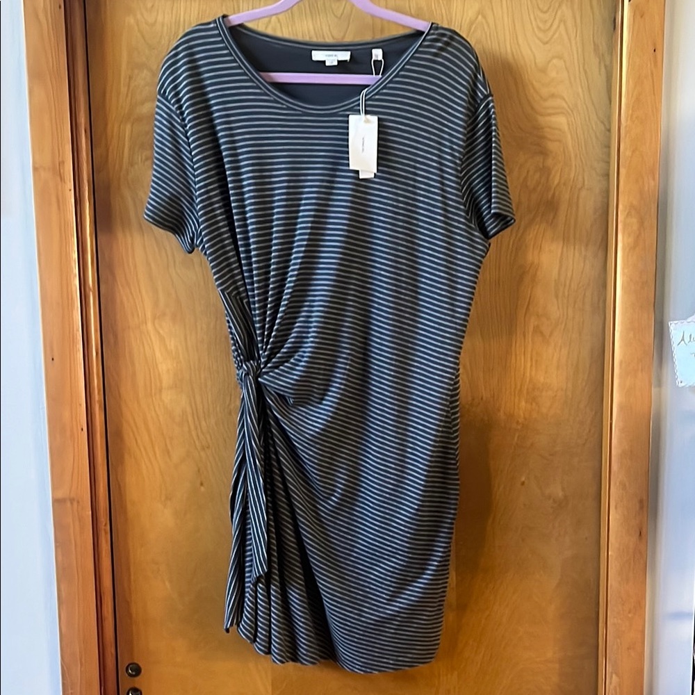 Vince Striped Black and Gray Dress- NWT
